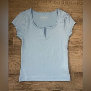 Aeropostale Blue Buttery Soft Notch Neck Tee Casual Basic Top Size S
